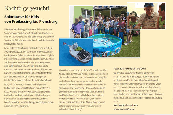 Solarbasteln von Freilassing bis Flensburg